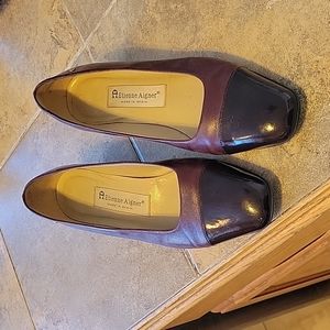 Etienne Aigner leather wide block heels